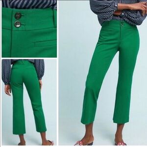 Anthropologie The Essential Crop Flare Pants Size 6 Green